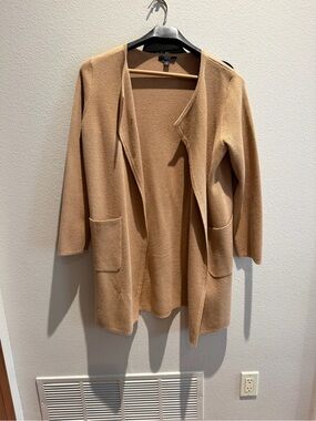 J. Crew Camel Open-Front Long Knit Cardigan
